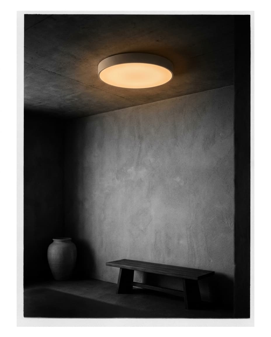 Disco — Deckenleuchten aus Aluminium, flach für Wohnraum · Diele, warmweißes Licht