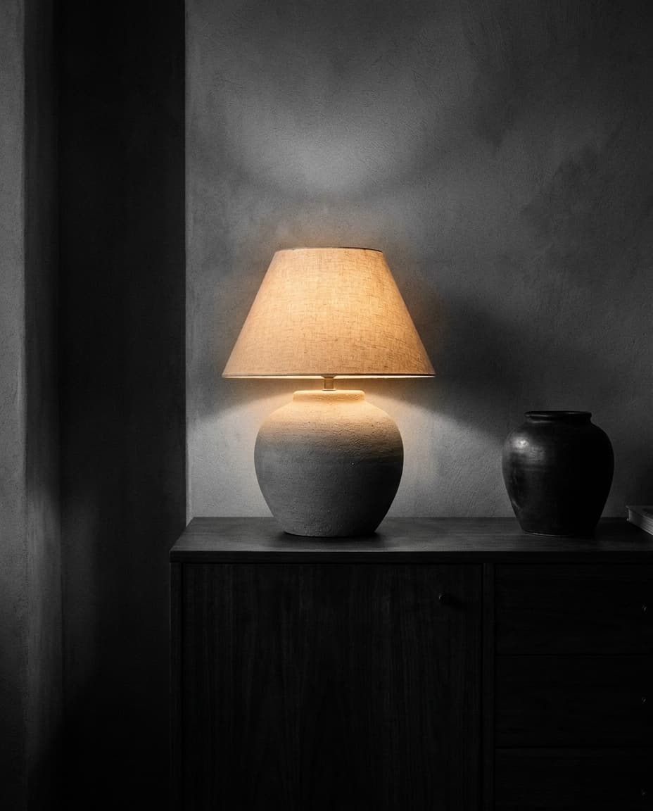 Terra — Tischleuchten aus Handgetöpferte Keramik für Sideboard · Flur, warmweißes Licht